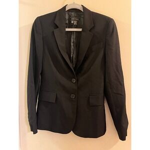 Zara Blazer Jacket Women's Size 4 Black Polyester Blend Full Sleeve With Pockets